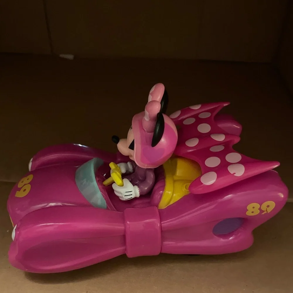 Disney Minnie Mouse Pink and Yellow Racing Car push car only